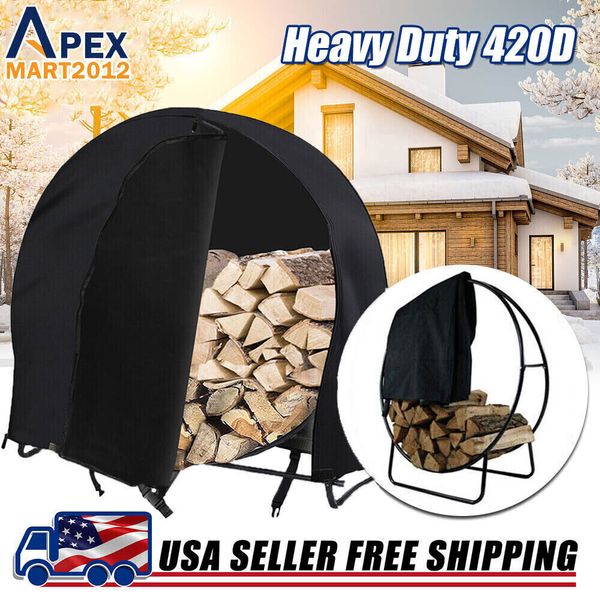 40” Waterproof Firewood Log Rack Round Cover Wood Hoop Holder Sun Snow Protector