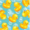 Creative Converting Rubber Duck Paper Bubble Bath Beverage Napkins, Blue/Yellow