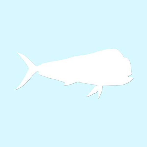 Mahi Mahi Dolphin - Vinyl Decal Sticker - 9" x 3.75" - White