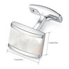 HONEY BEAR Cufflinks for Mens - Rectangle for Business Wedding White Shell