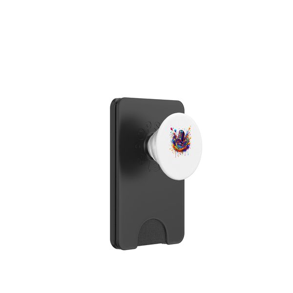 Splash Art Microphone Mic Singer Podcast Host Podcaster PopSockets PopWallet for MagSafe