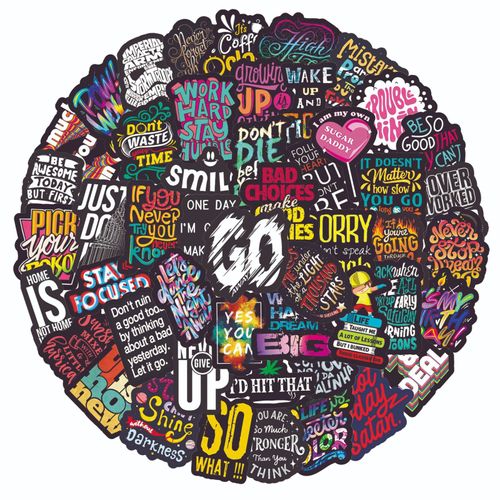 LYLSDSB Inspirational Quotes Stickers Pack of 50 Waterproof Black Motivational Stickers for Water Bottle, Skateboard, Mobile Phone, Car, Laptop, Scrapbooking, Luggage, Vinyl Decals for Teenagers,