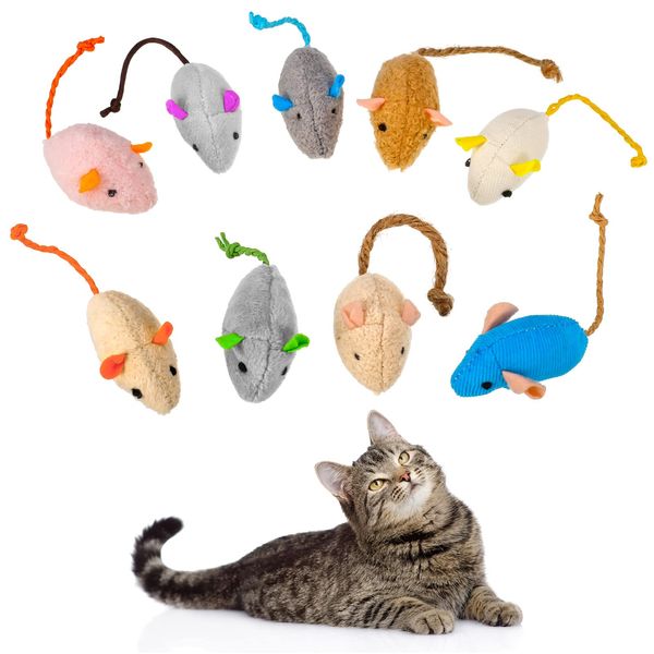 Dacitiery 9 Pcs Cat Catnip Mice Toys for Cat, Soft Mouse Toys Playing Chewing Teeth Cleaning Realistic Plush Toy for Cat Kitten