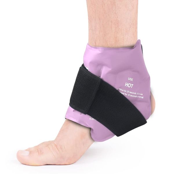 NEWGO Ankle Ice Pack Wrap for Injuries Reusable, Hot Cold Therapy Gel Foot Ice Pack for Pain Relief, Ankle Swelling, Achilles Tendinitis, Plantar Fasciitis, Sprained, Surgery Recovery