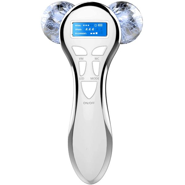 4D Microcurrent Face Massager Roller,Electric Rechargeable Face Lift Roller Arms Legs Massager for Anti Aging Wrinkles Facial Massage