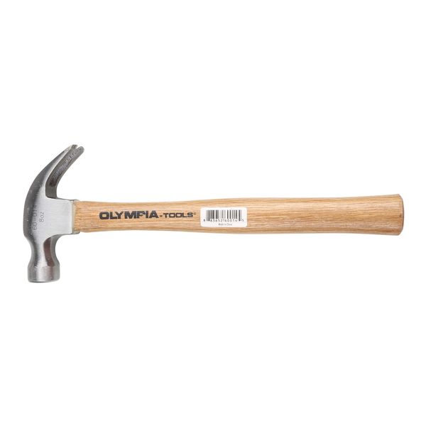 Olympia Tools Claw Hammer, 60-014, 8 Ounce,Silver