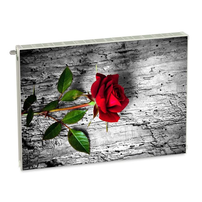 Magnet Heizkörperverkleidung Heizkörperabdeckung Grau Blumen Rose 80x60 cm Heizung Abdeckung Verkleidung Magnetische Abdeckmatte Kühlschrank aus Einem Flexiblen Magneten Digitaler Aufdruck