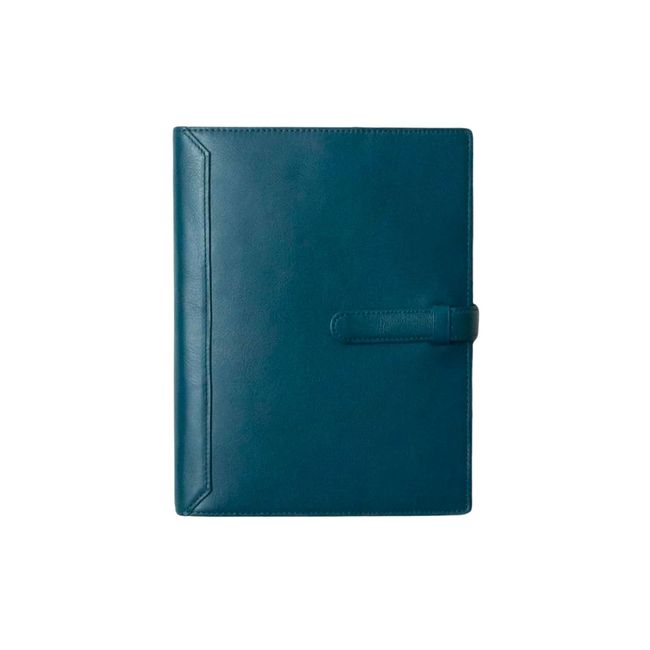 Business Leather Factory Notebook Cover (A5) Genuine Leather, Almost Daily Cousin, Notebook Cover, Card Storage, Pen Holder, Leather (Peacock Blue)