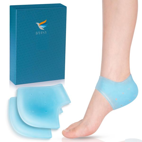 MHSY Silicone Heel Sleeves, 2PCS Gel Heel Protectors, Heel Cups for Heel Pain Relief Plantar Fasciitis Achilles Tendonitis Cracked Heels Spur Aching Heels Cushion for Women and Men