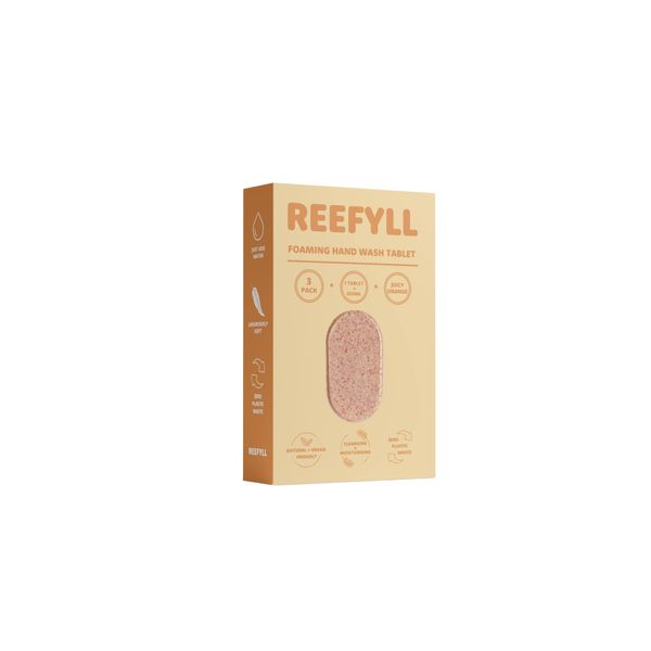 Reefyll Foaming Hand Soap Refill Tablets Dissolvable Plastic Free Hand Wash Pods Just Add Water Juicy Orange Scent 3 Tablets