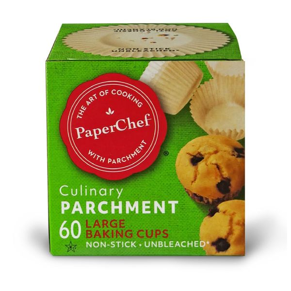 PaperChef - Large Parchment Baking Cups - Easy Release, Non-Stick Paper - 60 Count