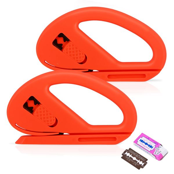 EHDIS 2 Stück Geschenkpapier Schneider mit 5 Ersatzklingen, Gift Wrap Cutter für Rollen, Papierschneider für Geschenkpapier Weihnachten, Geburtstag, Bastelpapier, Orange