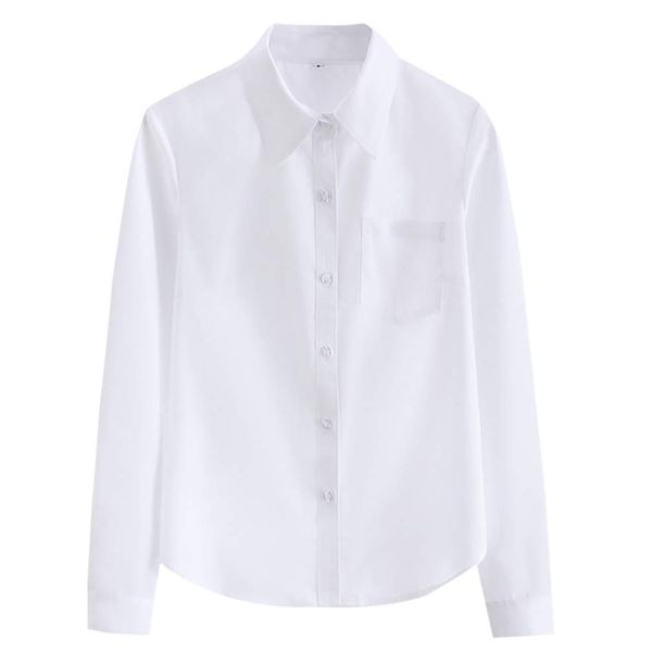 Euyqs Women's Long Sleeve School Uniform Shirt, Business Uniform, Regular Shirt, white