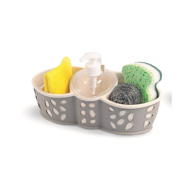 Sponge Bursh Holder Refillable Soap Dispenser Bath Kitchen Sink Tidy In 3 Colors (Caddy-01)