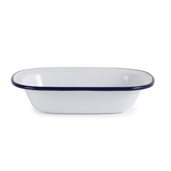 Olympia 23124 Enamel Pie Dish Rectangular 50x180x135mm Roasting Bakeware Kitchen - White