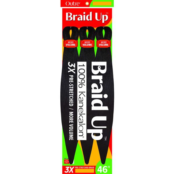 Outre 100% Kanekalon Braid Up Pre-Stretched Braid 46" 3X (3-Pack, 2T1B/425)