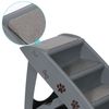 Wide Foldable Pet Stairs 4 No Slide Steps w/ Support Frame for High Bed Gray