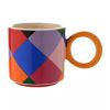 Raspberry Blossom Set of 2 Check and Star Patterned Mugs