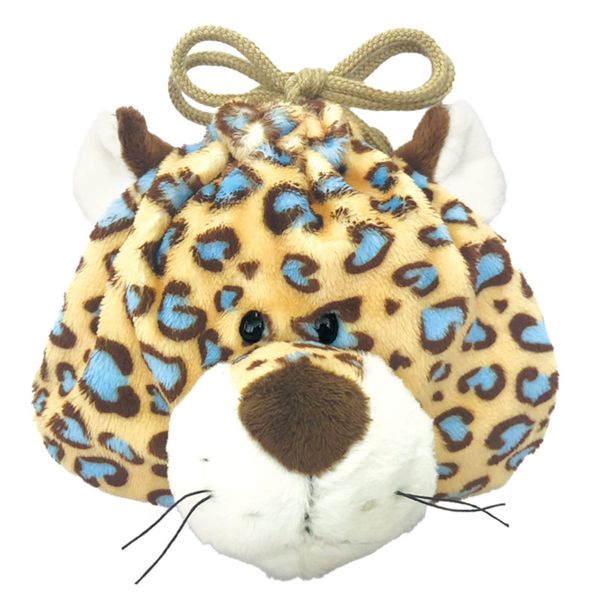 NICI 3090653 Figure Face Pouch, Blue Leopard Drawstring Leopard Animal Leopard Pattern