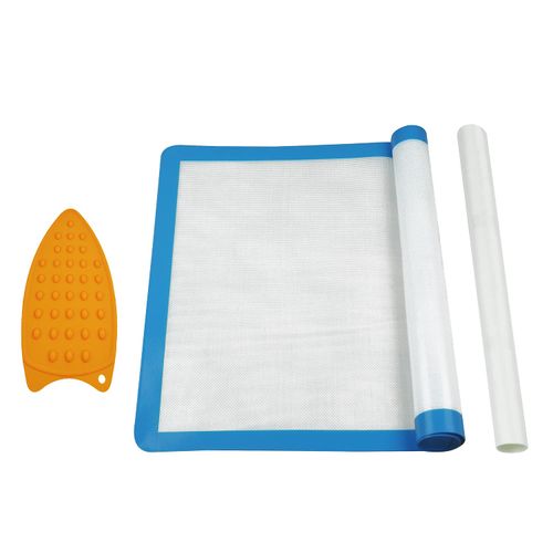 Applique Fusing Mat(17" x 24"), Silicone Mat for Applique and Arts Crafts Creation, Quilter Silicone Appli-Fuse Mat, Including Non-Stick Pressing Sheet for Heat Press and Silicone Iron Rest Pad