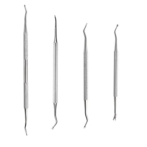 Nail Debris Remover, Nail Debris Removal, Intrusion Nail Tool, Stainless Steel, Nail Gaps, Garbage Remover, Hands, Fingers, Toes (Set of 4)