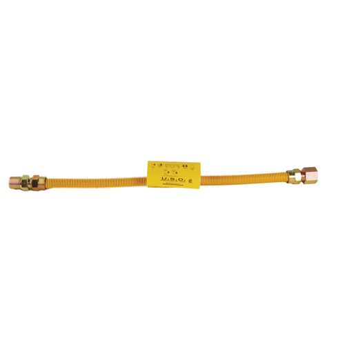 SS Flex Gas Line 3/8” x 18” Yellow w/ 1/2”MIP x 1/2”FIP Ends