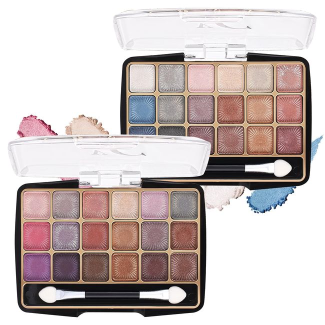 DuoZeng 18 Colors Eyeshadow Palette,Waterproof Glitter Eyeshadow Makeup Palette,Smokey Matte Eye Shadow Palette,Blendable Long Lasting Highly Pigmented Shimmer Eye Shadow Pallete Set（2PCS）