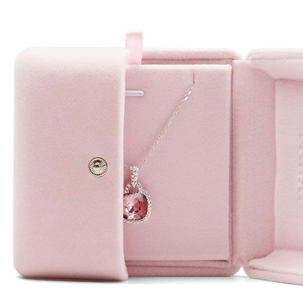 Oirlv Pink Velvet Jewelry Packaging Box Pendant Earrings Display Storage Case Pendant Gift Box