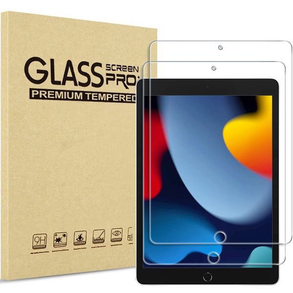 ProCase [2 Stück Schutzfolie für iPad 10,2 Zoll 9. / 8. / 7. Generation 2021/2020/2019, Displayschutzfolie 9H Gehärtetes Glas Screen Protector Folie –Klar