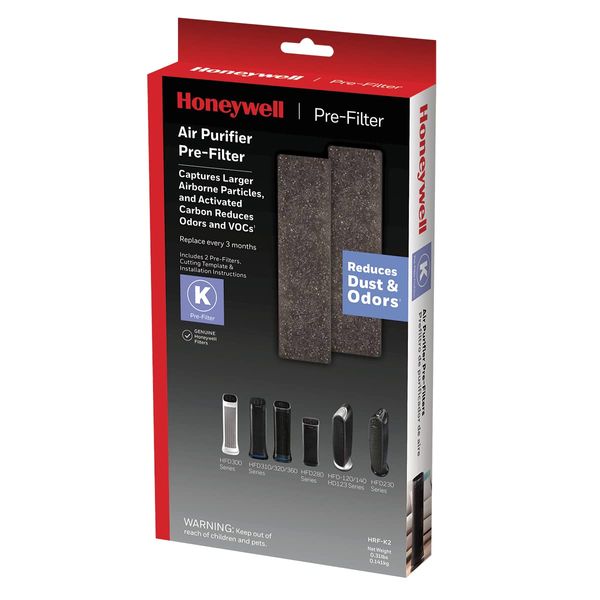 Honeywell Household Odor & Gas Reducing Pre-filter, 2 Pack, Black