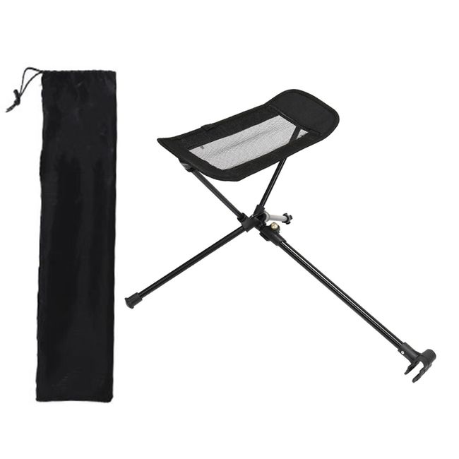 Collapsible Chair Footrest Feet Legs Rest Aluminum Folding Stool for  Camping Black 