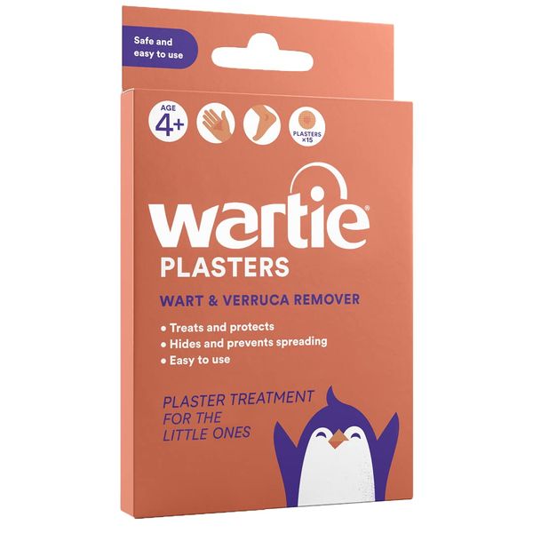 Wartie Plasters - Verruca & Wart Remover - Protect, Treat and Prevent - Easy Wart and Verruca Treatment for Hands and Feet - Prevent Spreading Warts - Safe for Adults and Children Aged 4+ - Pack of 15