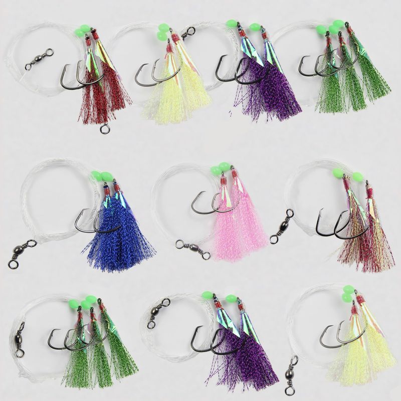 Fishing Lures Bait Rigs Set Saltwater Fishing Fluke Rigs Fish Skin ...