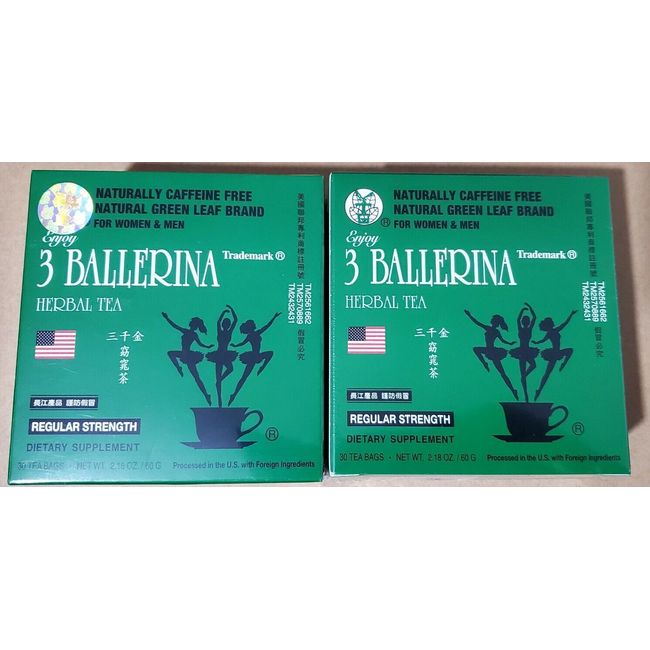 2 Boxes - 3 Ballerina Tea Dieters’ Drink Regular Strength x 30 Tea bags