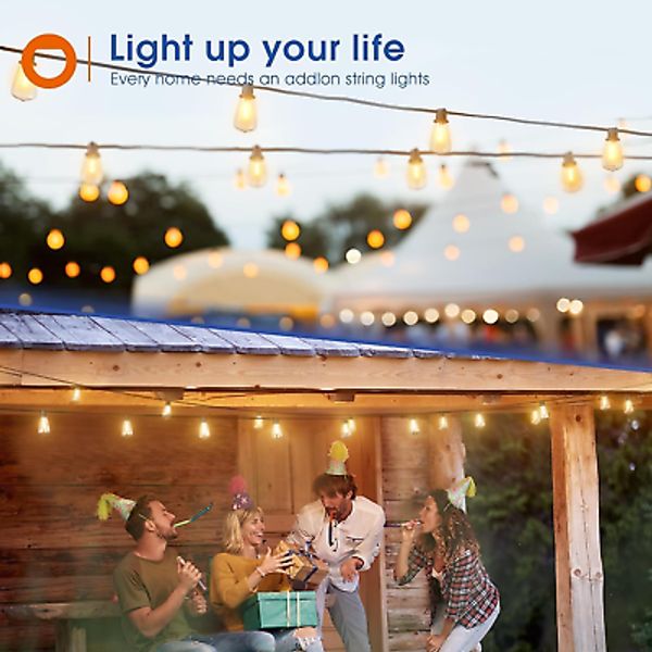 50FT LED Outdoor String Lights Waterproof Patio Lights with 16 Shatterproof S...