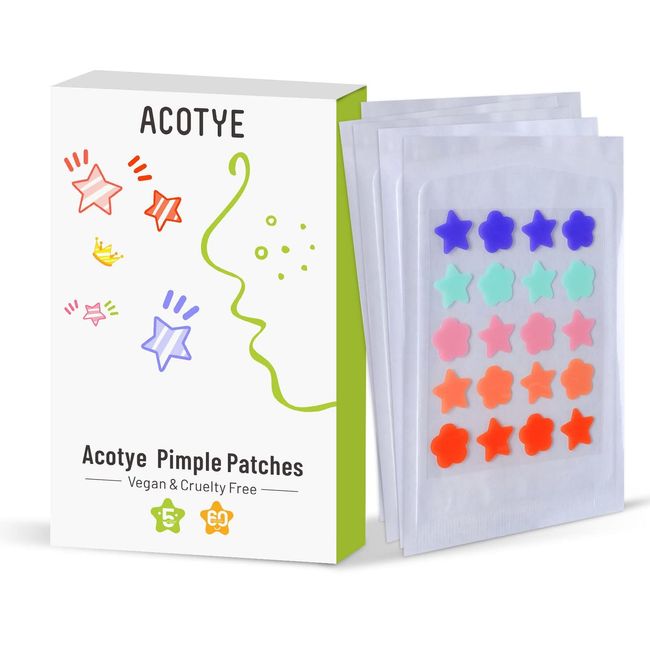 ACOTYE Pimple Patch 60 Pieces Star with Niacinamide, Hyaluronic Acid, Moisturising, Quick Healing and Treatment of Acne Scars Remover,Rötungen