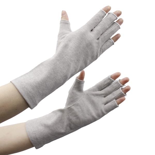 Organic Cotton UV Gloves, Finger Cut Type, Mother's Day, Gift, Arm Cover, Cute, Stylish, Dohito Gin, 24cm