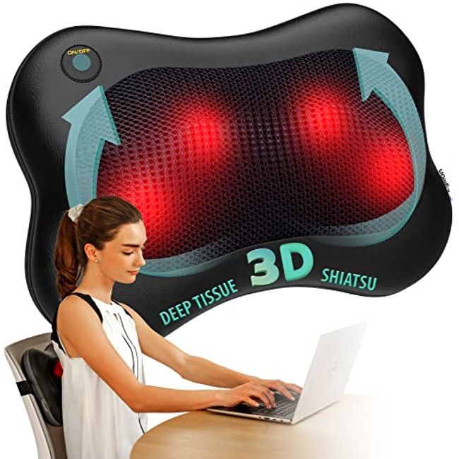 Zyllion Shiatsu Back and Neck Massager - 3D Kneading Deep Tissue Massage  Pillow