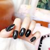 24 PCS Nail Tips, Gel Nails, Light Method, Solid Color, Cat Eye Stone, Handmade Nail Art Tips (Black)