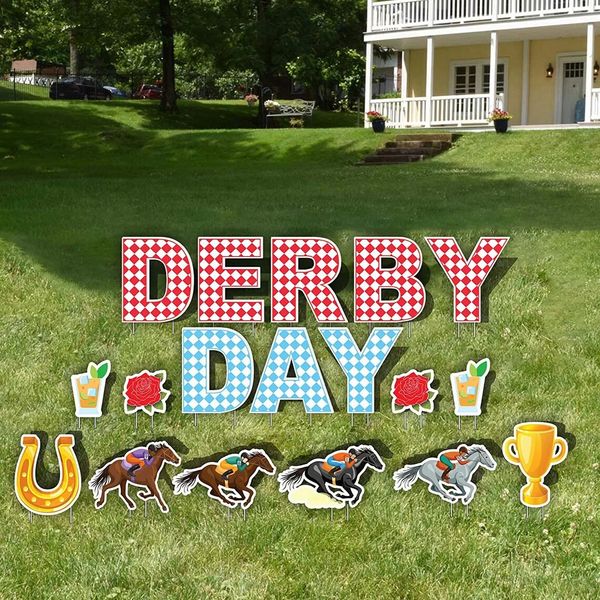 Derby Day Accessories, Horse Derby 18pc Yard Sign Set