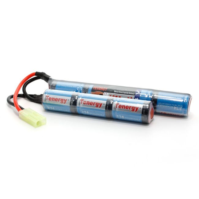 Tenergy 8.4V Airsoft Battery 1600mAh NiMH Nunchuck Battery w/ Mini Tamiya Connector Stick Shape Butterfly Battery for Airsoft Gun M4 Rifles