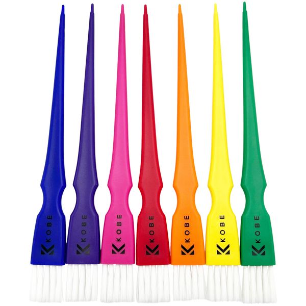 Kobe Professional Rainbow 7-piece hair Dye/Tint Brushes - Small Colorful Tint Brush Set