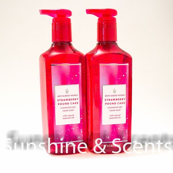 2-Pack Bath & Body Works STRAWBERRY POUND CAKE Cleansing Gel Hand Soap 8 oz NEW