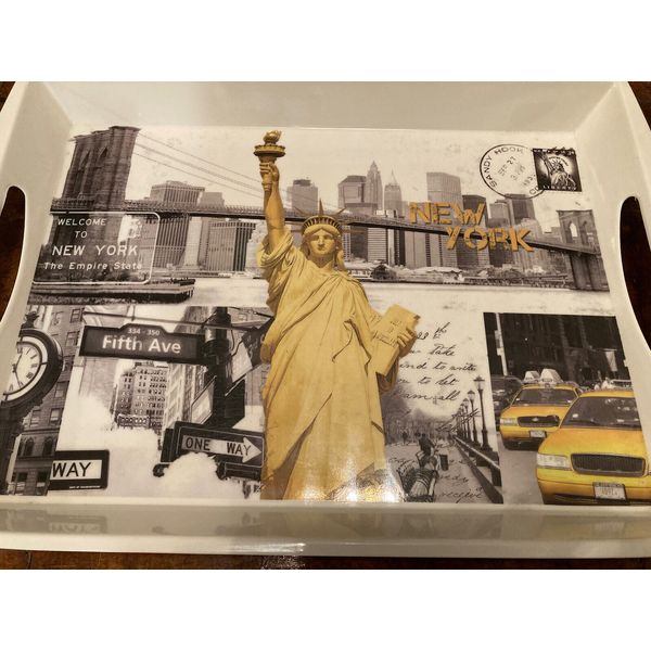 Home Essentials Serving Tray NY City Sandy Hook, Empire State, Statue Of Liberty