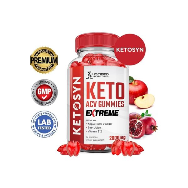 Ketosyn Keto ACV Gummies Extreme 2000MG Apple Cider Vitamin B12 Beet 60 Gummies