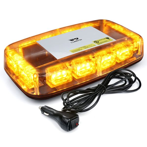 LUMENIX 36LED Roof Top Mini Strobe Light with Magnetic Base, High Bright Amber Emergency Safety Warning LED Flashing Strobe Light Bar for Snow Plow, Trucks, Construction Vehicles