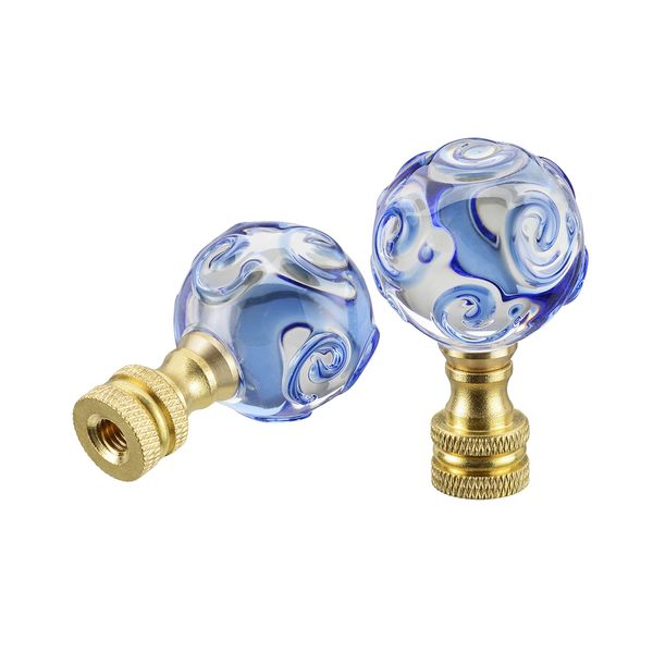 Aspen Creative 24034-22 Finial Lighting & Lamp Accessory, 2 Pack, Blue Spiral