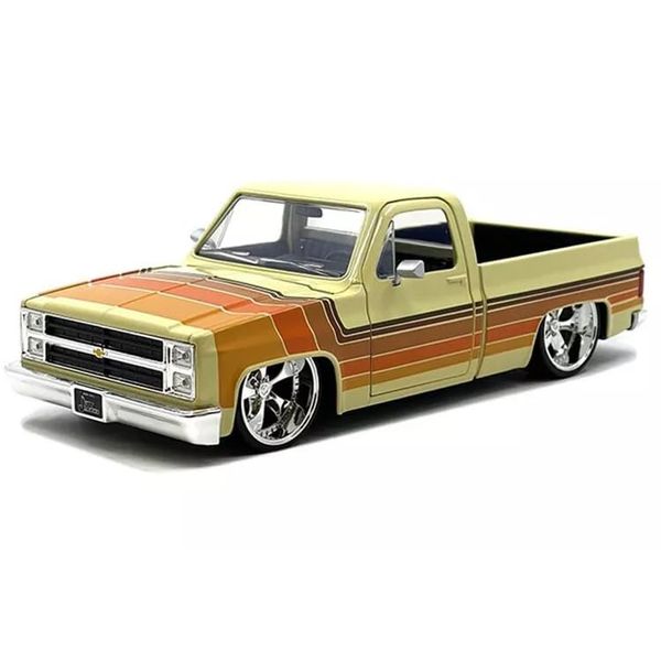 1985 C-10 Pickup Truck Beige with Stripes and Wheels Just Trucks Series 1/24 Diecast Model Car by Jada 35858