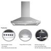 30" Wall Mount Range Hood Stainless Steel Top Vent Filter Button Control 500 CFM