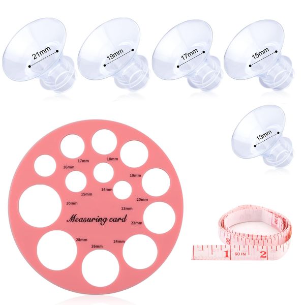 5pcs Breast Pump Flange Insert, with Soft Rule Set Silicone Flange Inserts Compatible with TSRETE Medela Momcozy S9/S9Pro/S12/S12Pro Wearable Breast Pumps (13/15/17/19/21mm)